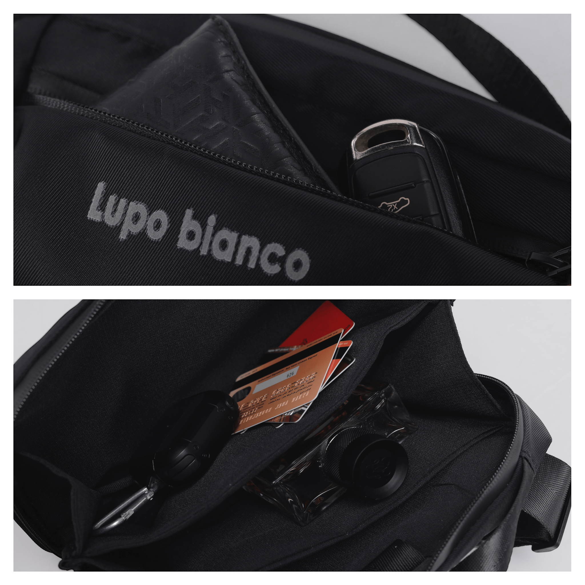 Lupo bianco LWest Bag – versatile cross bag with 4 pockets, adjustable interior divider, water-resistant canvas, and 3 carrying styles (13×25×7 cm) | top bag brand in Egypt