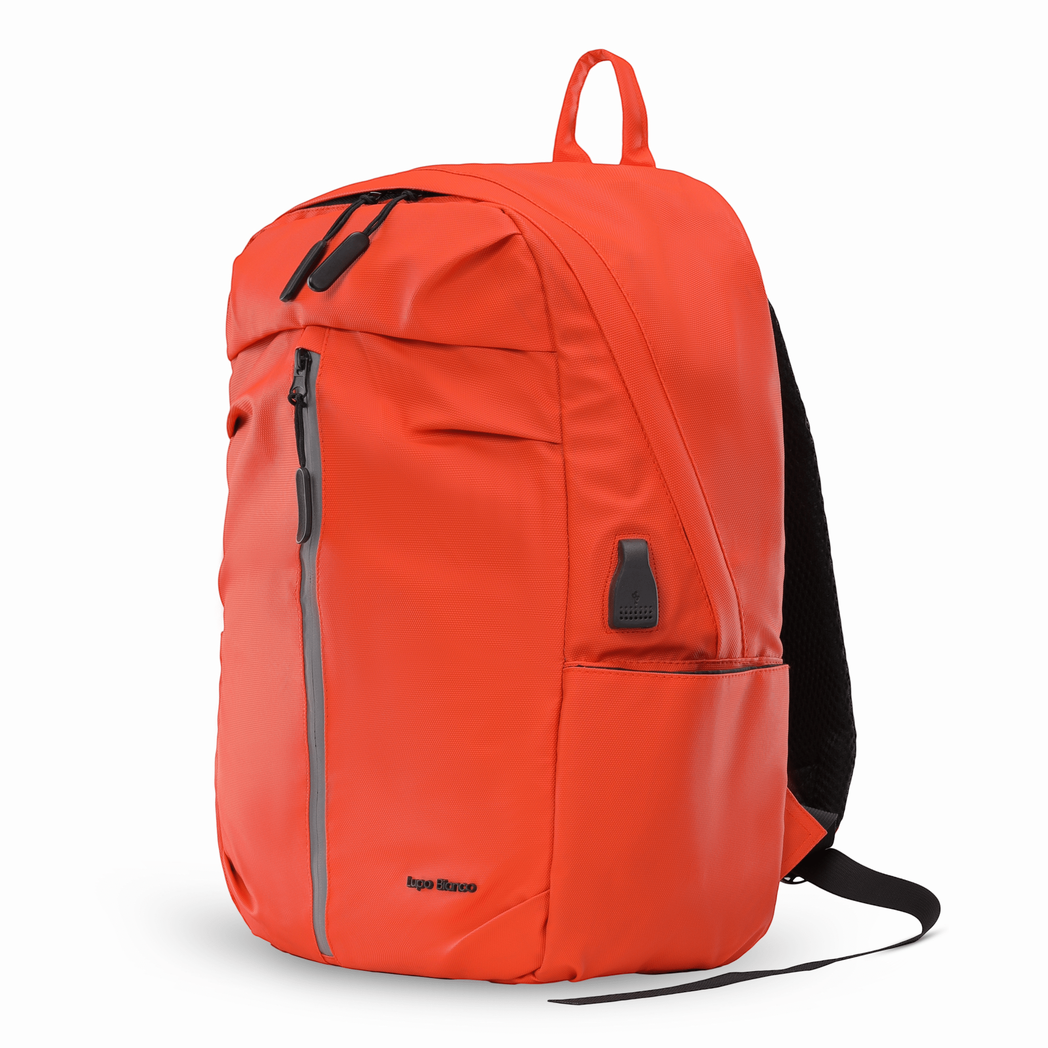Lupo bianco Midnight Backpack – premium waterproof smart leather backpack with USB charging port, 5 pockets, reflective silver accent, and 20.9L capacity | top backpack brand in Egypt