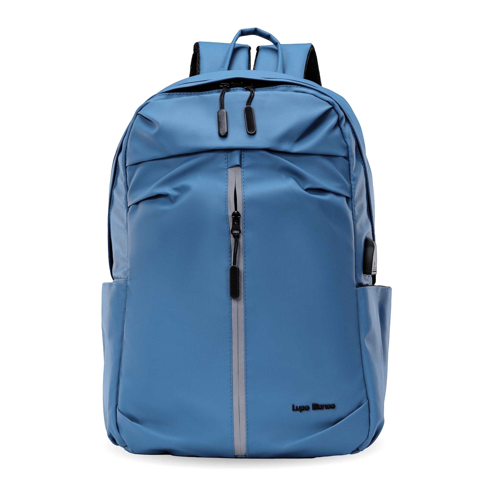 Lupo bianco Midnight Backpack – premium waterproof smart leather backpack with USB charging port, 5 pockets, reflective silver accent, and 20.9L capacity | top backpack brand in Egypt