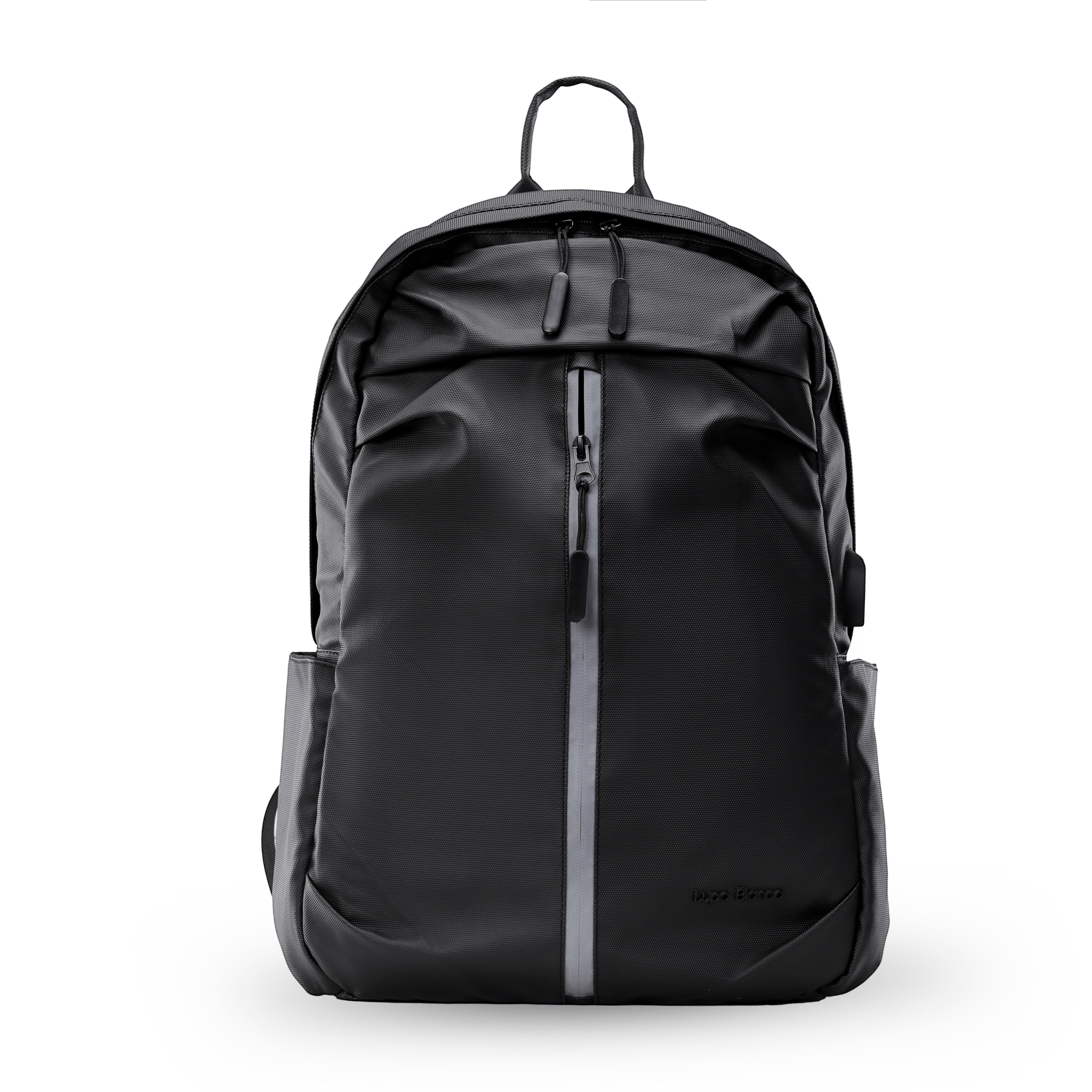 Lupo bianco Midnight Backpack – premium waterproof smart leather backpack with USB charging port, 5 pockets, reflective silver accent, and 20.9L capacity | top backpack brand in Egypt
