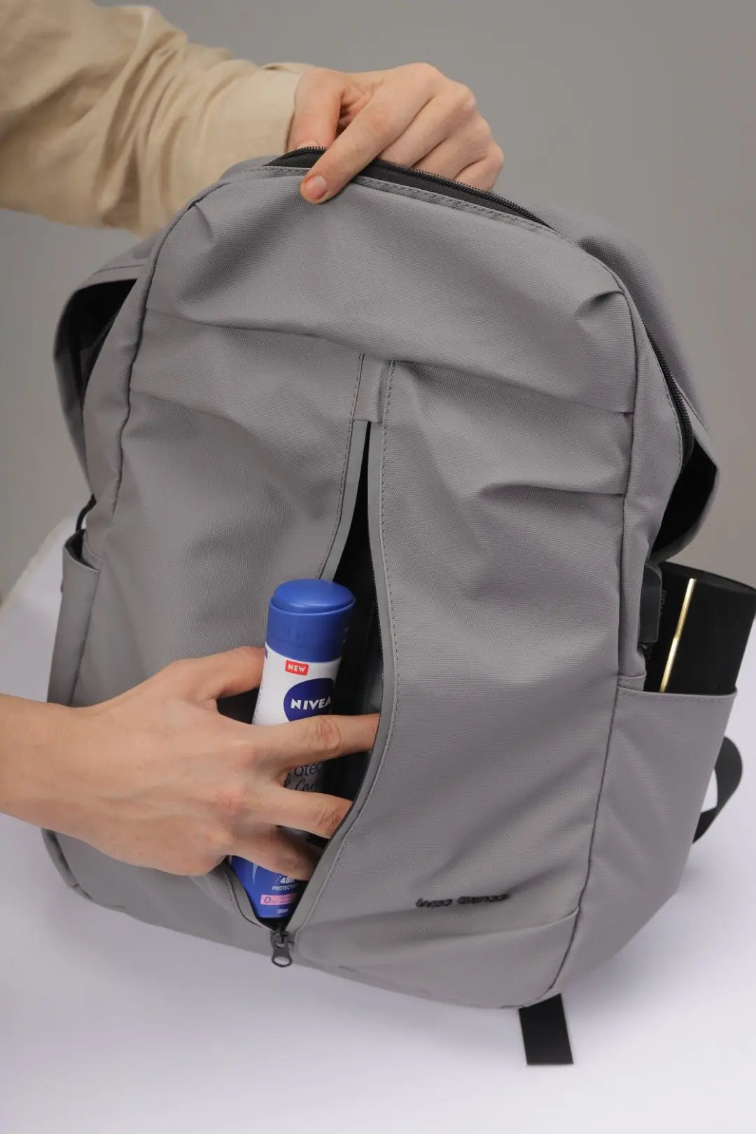 Lupo bianco Midnight Backpack – premium waterproof smart leather backpack with USB charging port, 5 pockets, reflective silver accent, and 20.9L capacity | top backpack brand in Egypt
