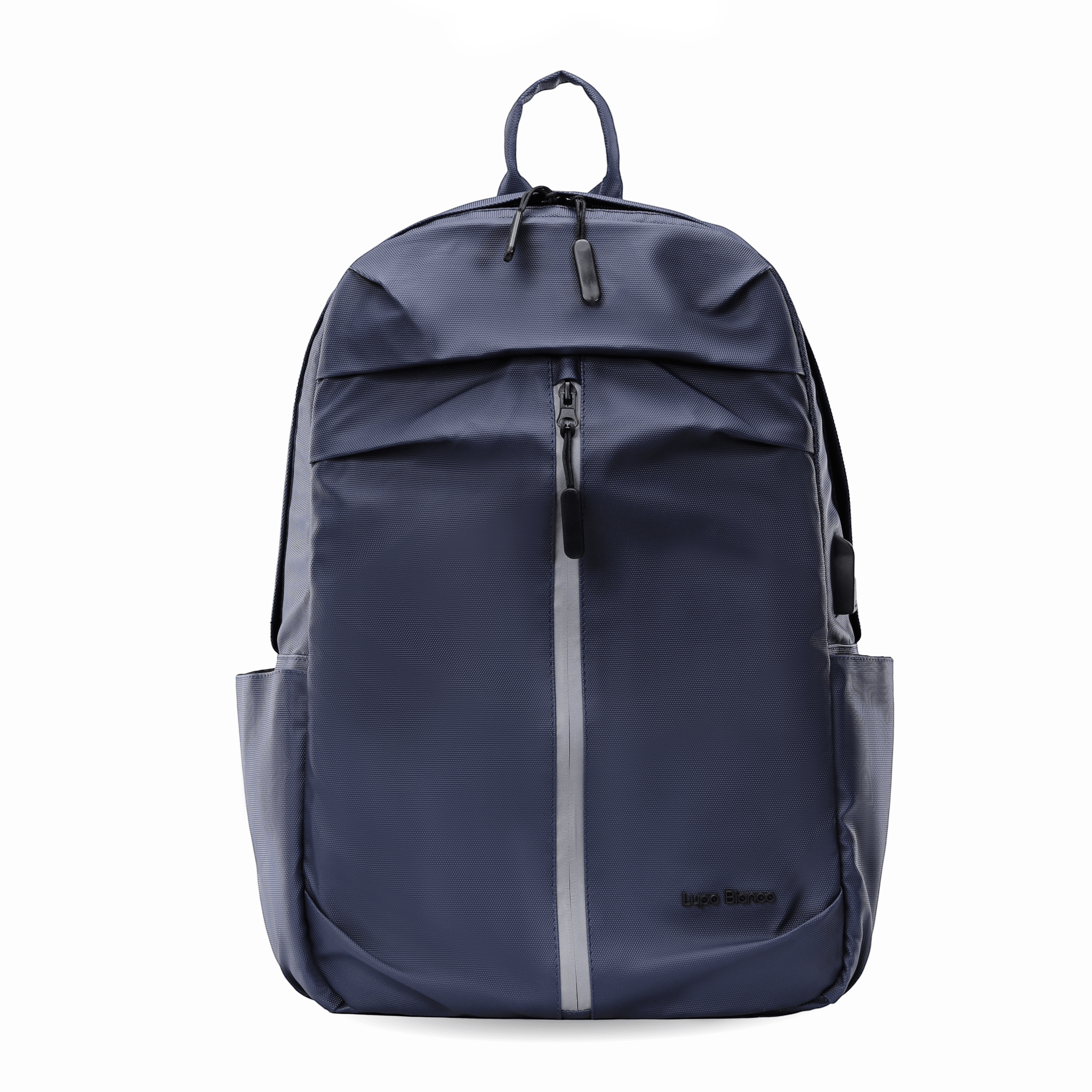 Lupo bianco Midnight Backpack – premium waterproof smart leather backpack with USB charging port, 5 pockets, reflective silver accent, and 20.9L capacity | top backpack brand in Egypt