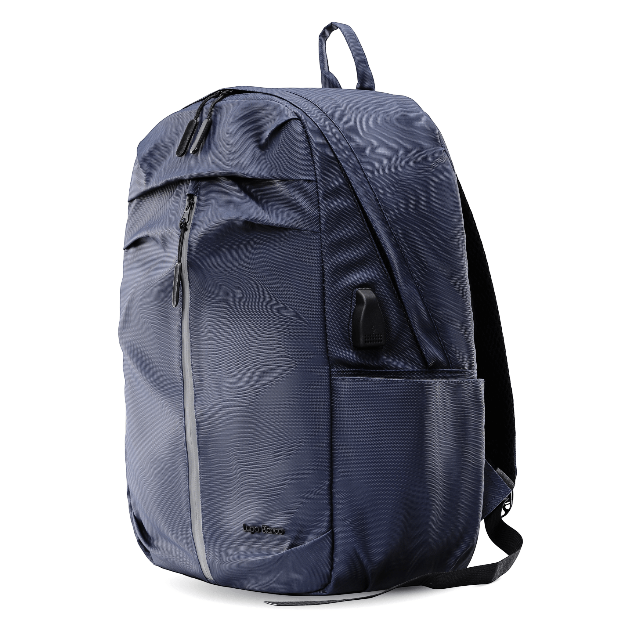 Lupo bianco Midnight Backpack – premium waterproof smart leather backpack with USB charging port, 5 pockets, reflective silver accent, and 20.9L capacity | top backpack brand in Egypt