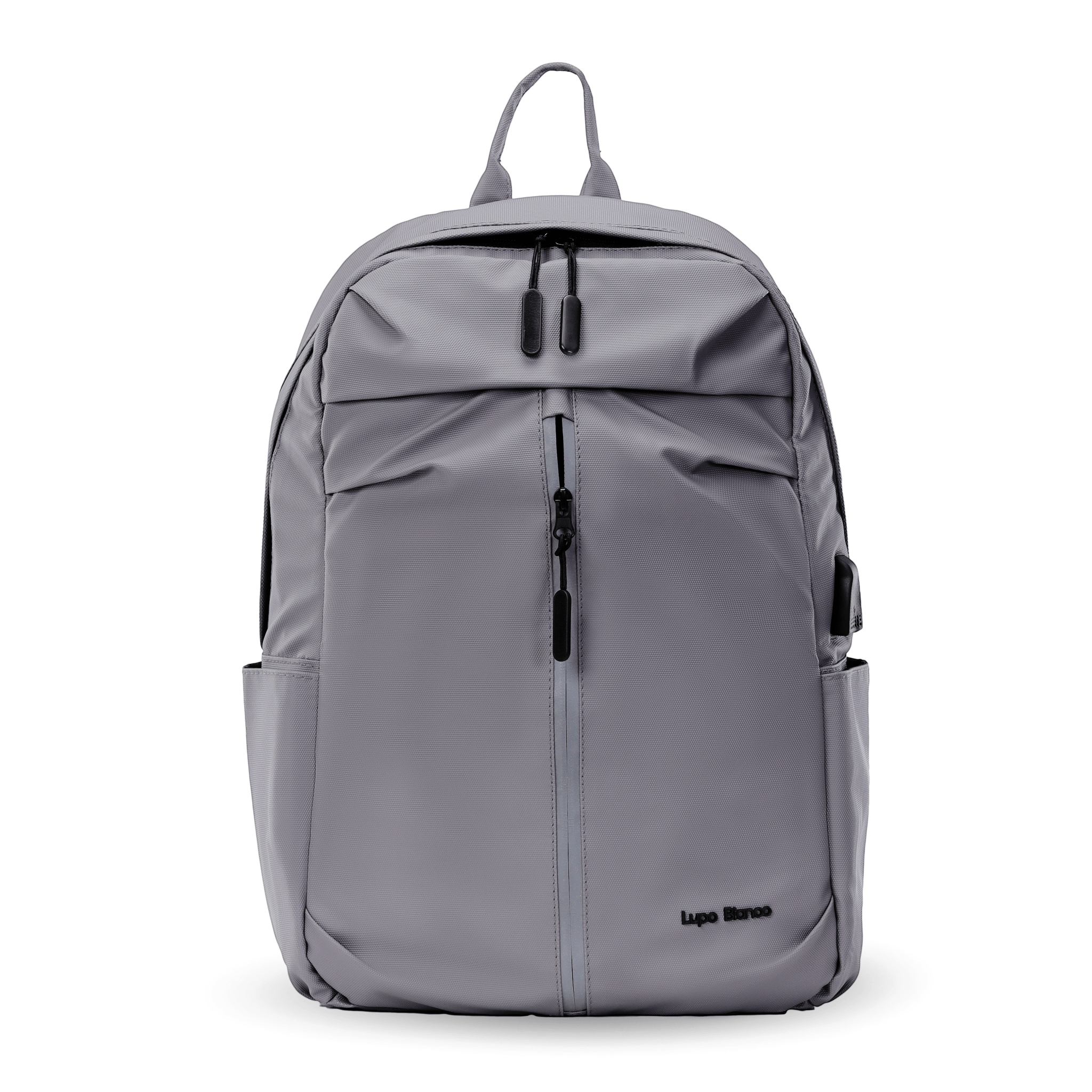 Lupo bianco Midnight Backpack – premium waterproof smart leather backpack with USB charging port, 5 pockets, reflective silver accent, and 20.9L capacity | top backpack brand in Egypt