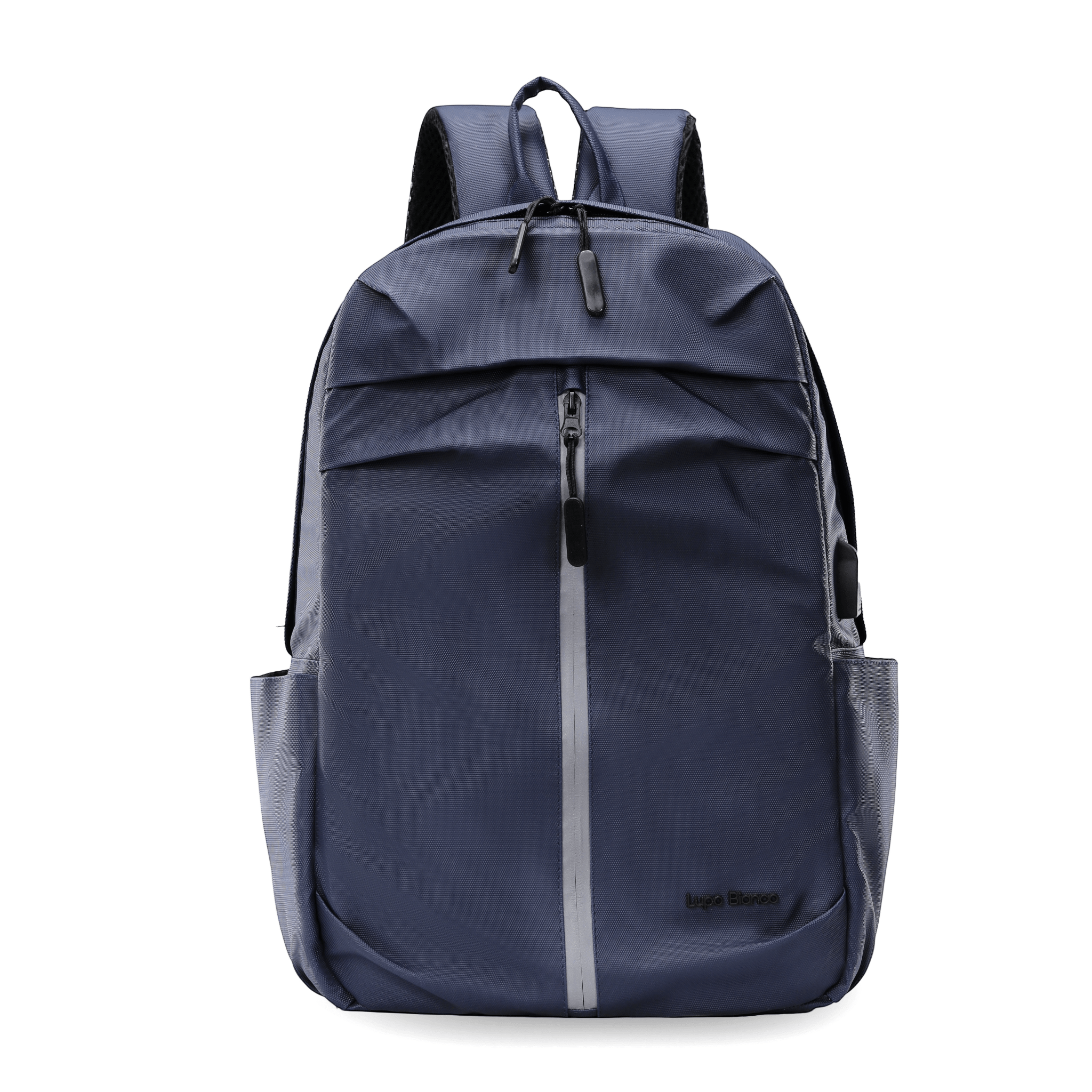 Lupo bianco Midnight Backpack – premium waterproof smart leather backpack with USB charging port, 5 pockets, reflective silver accent, and 20.9L capacity | top backpack brand in Egypt