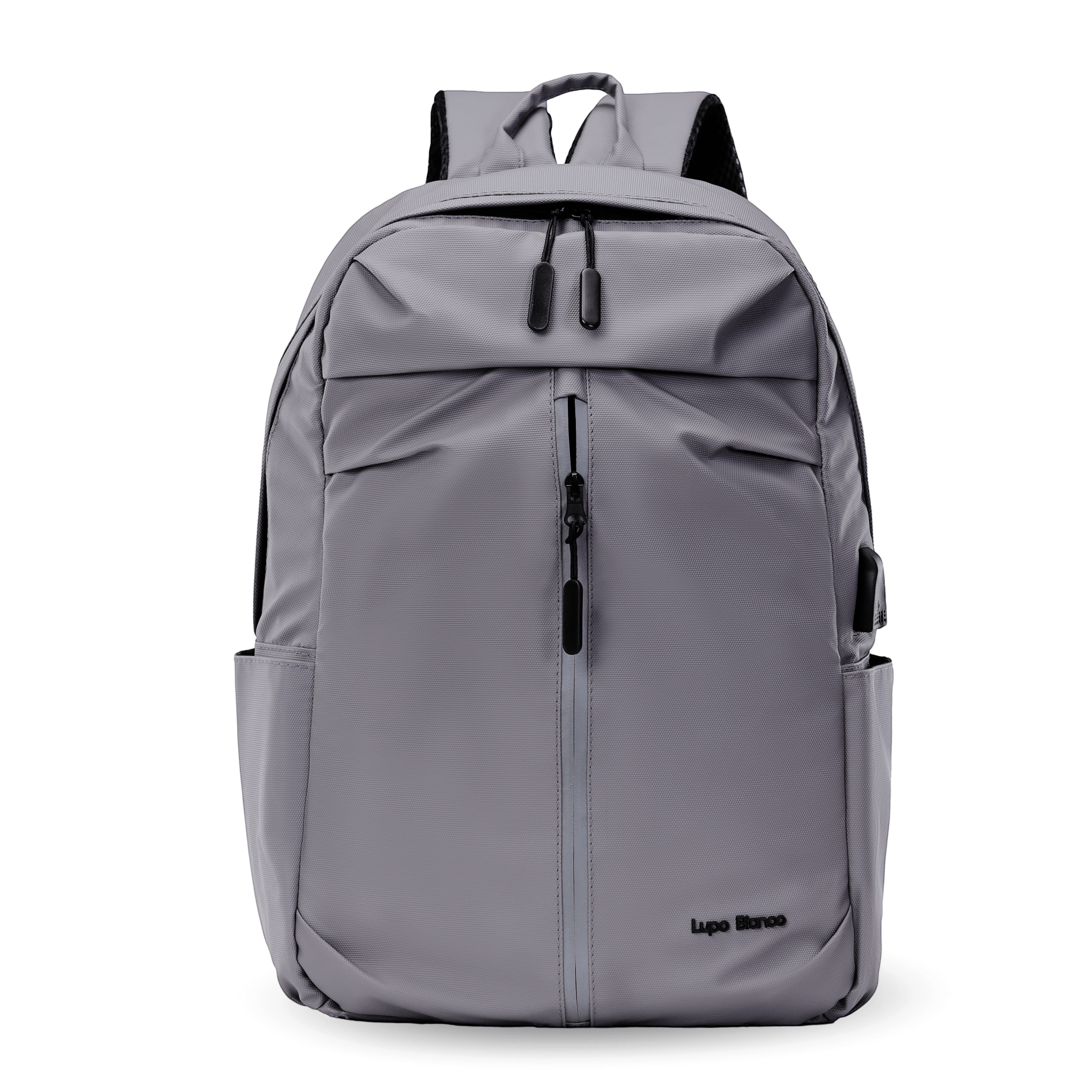 Lupo bianco Midnight Backpack – premium waterproof smart leather backpack with USB charging port, 5 pockets, reflective silver accent, and 20.9L capacity | top backpack brand in Egypt