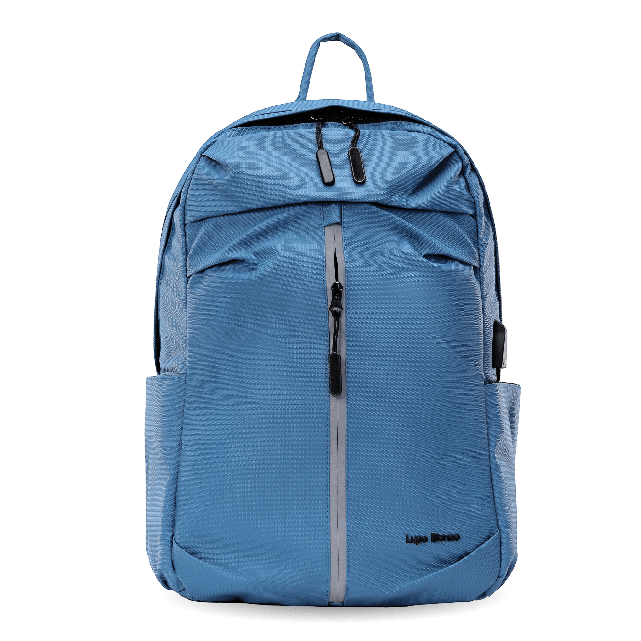 Lupo bianco Midnight Backpack – premium waterproof smart leather backpack with USB charging port, 5 pockets, reflective silver accent, and 20.9L capacity | top backpack brand in Egypt