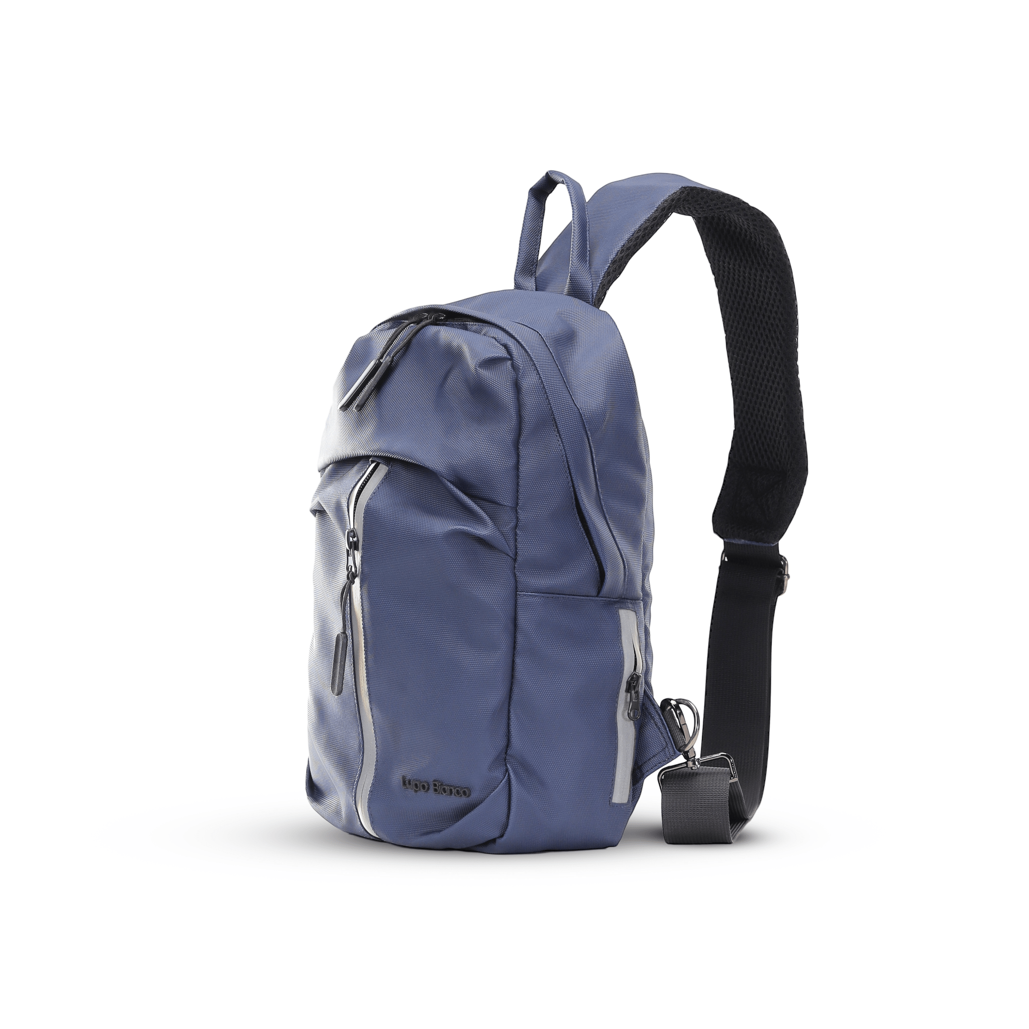 Lupo bianco Midnight Cross Bag – premium smart leather unisex cross bag with 5 pockets, reflective silver accent, and compact 35×21×7 cm design | top cross bag brand in Egypt