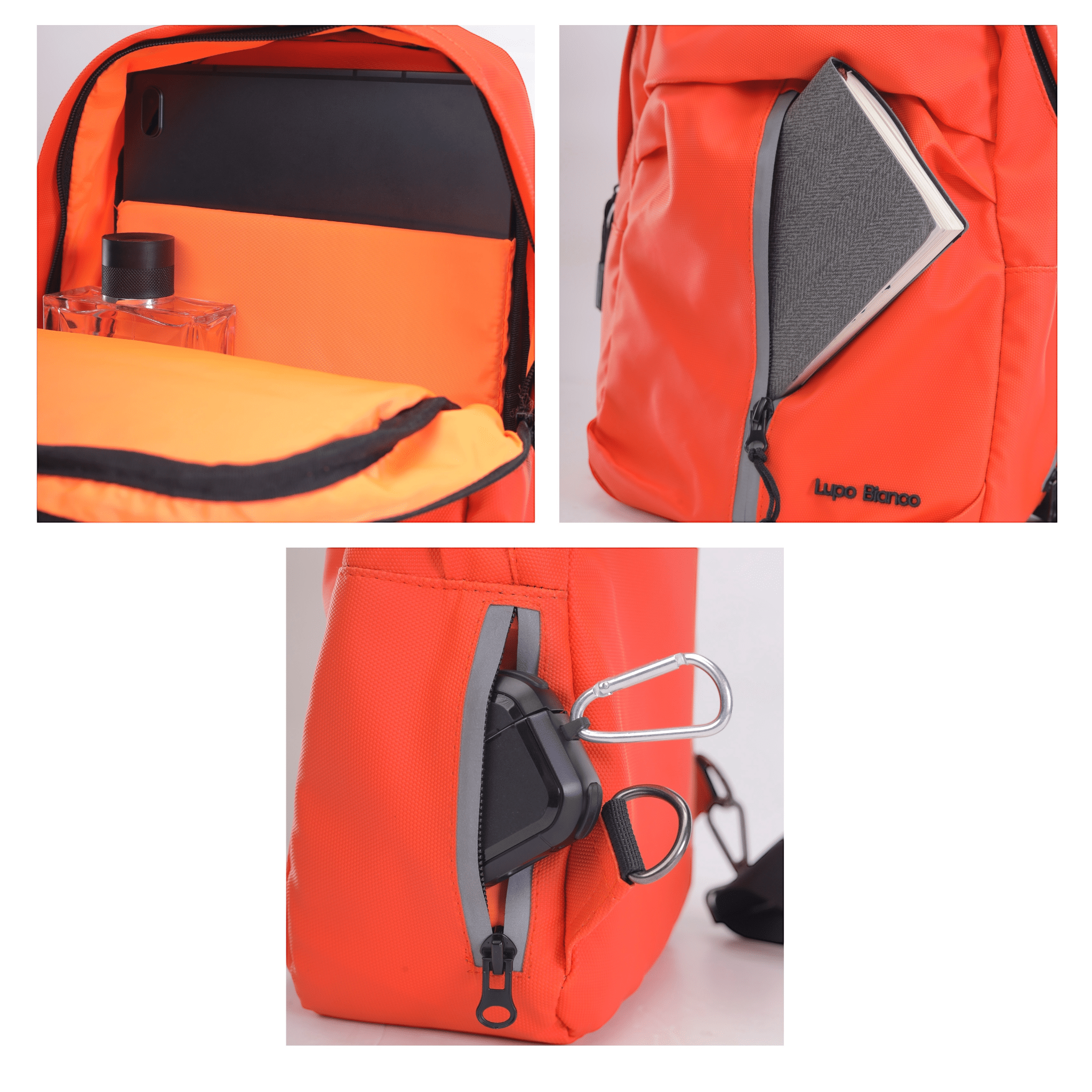 Lupo bianco Midnight Cross Bag – premium smart leather unisex cross bag with 5 pockets, reflective silver accent, and compact 35×21×7 cm design | top cross bag brand in Egypt