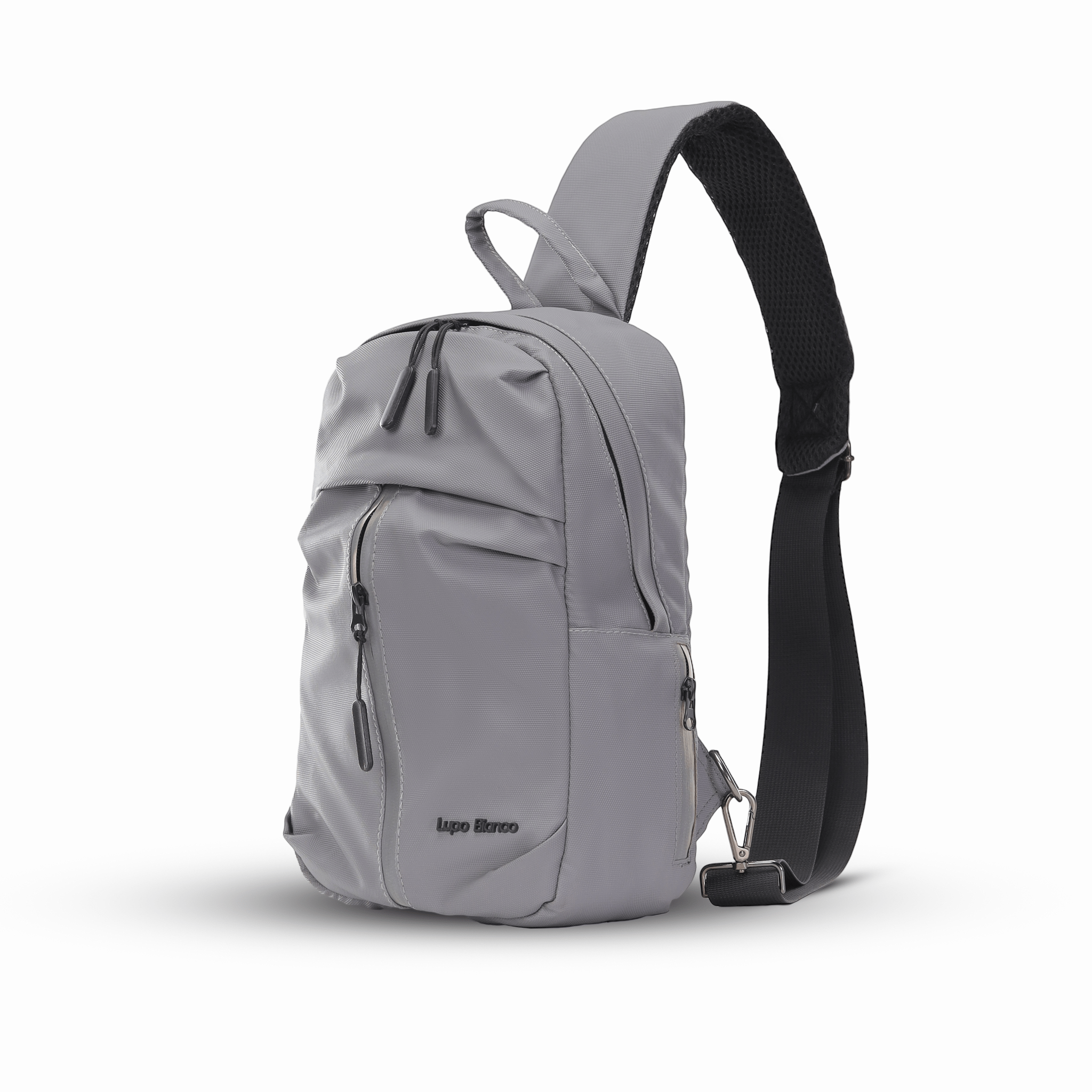 Lupo bianco Midnight Cross Bag – premium smart leather unisex cross bag with 5 pockets, reflective silver accent, and compact 35×21×7 cm design | top cross bag brand in Egypt