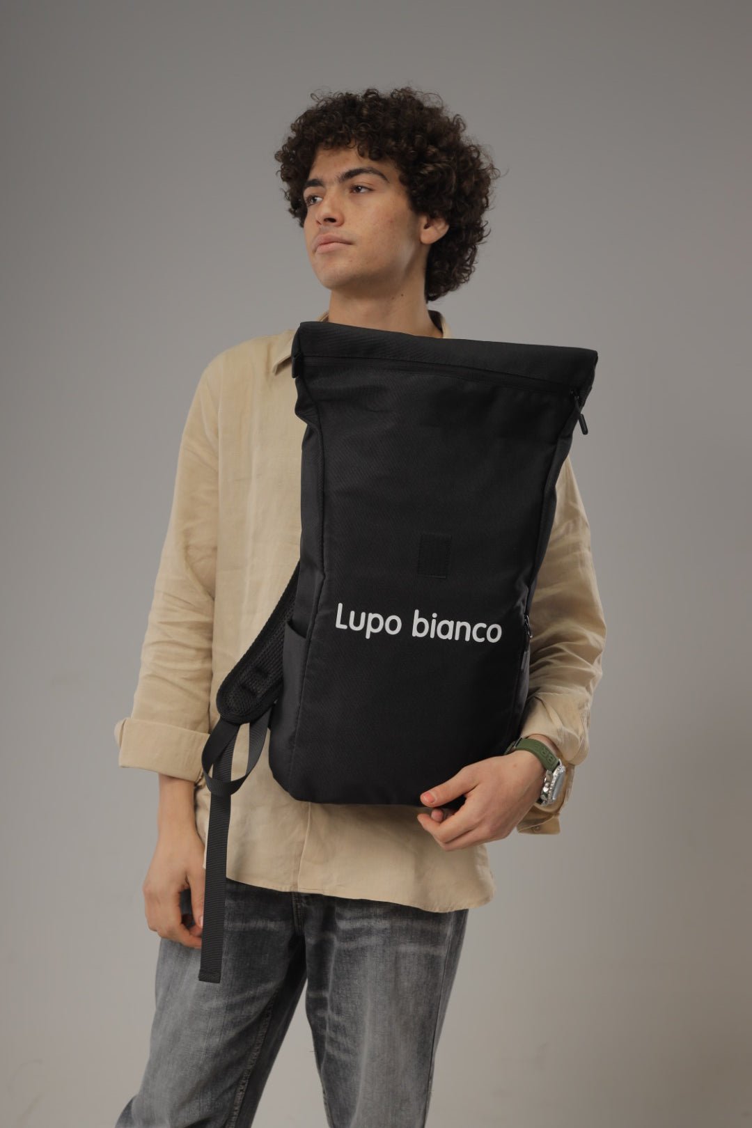 Roll - Top Backpack - Lupo bianco