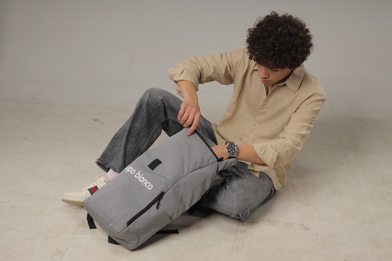 Roll - Top Backpack - Lupo bianco