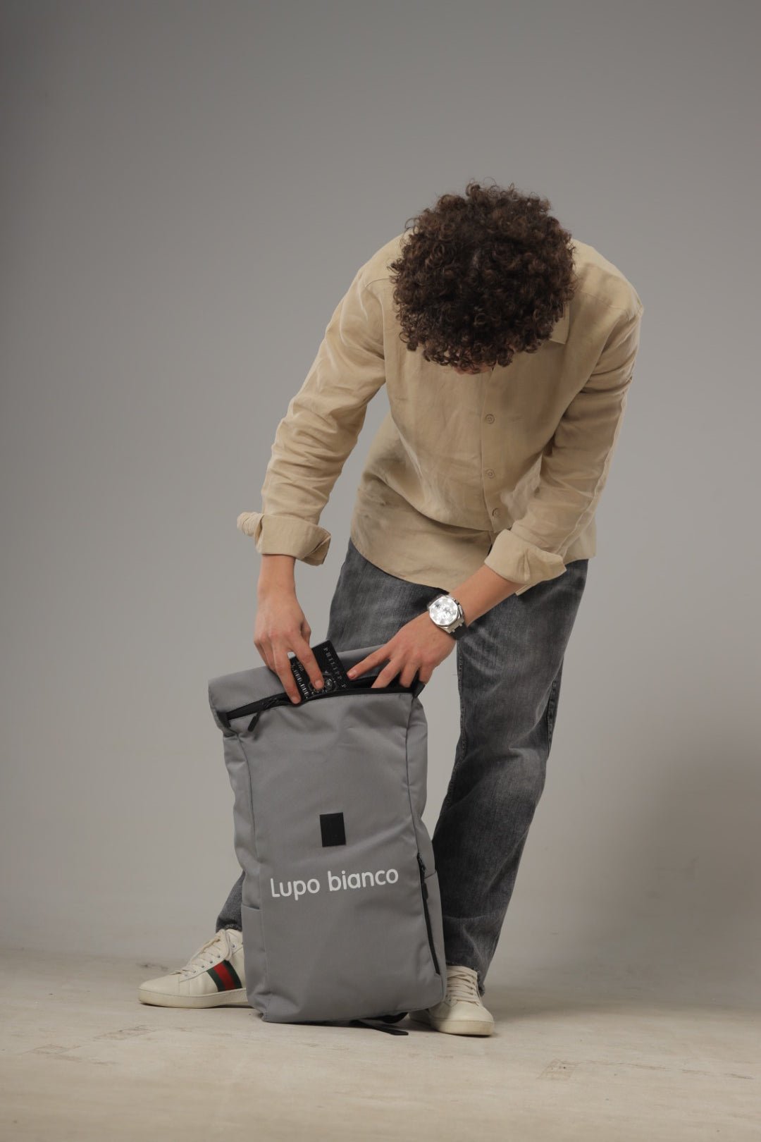Roll - Top Backpack - Lupo bianco