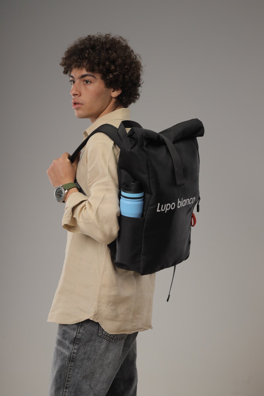 Roll - Top Backpack - Lupo bianco