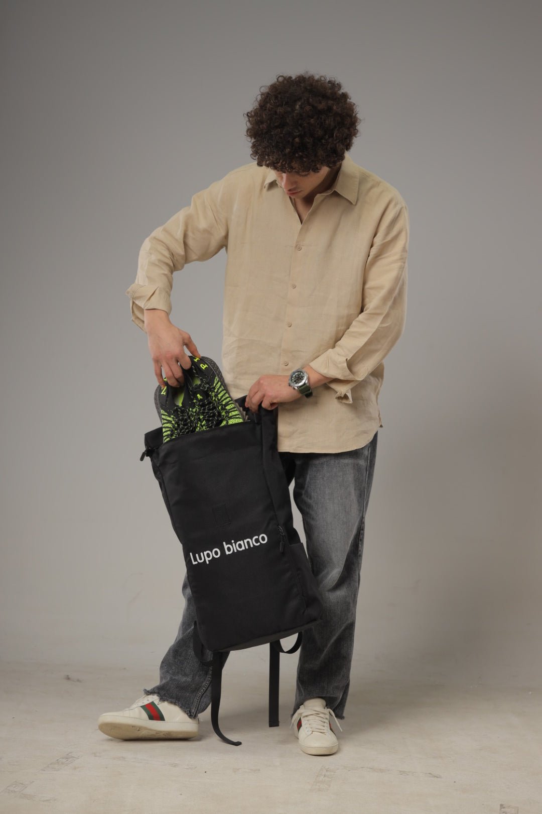 Roll - Top Backpack - Lupo bianco