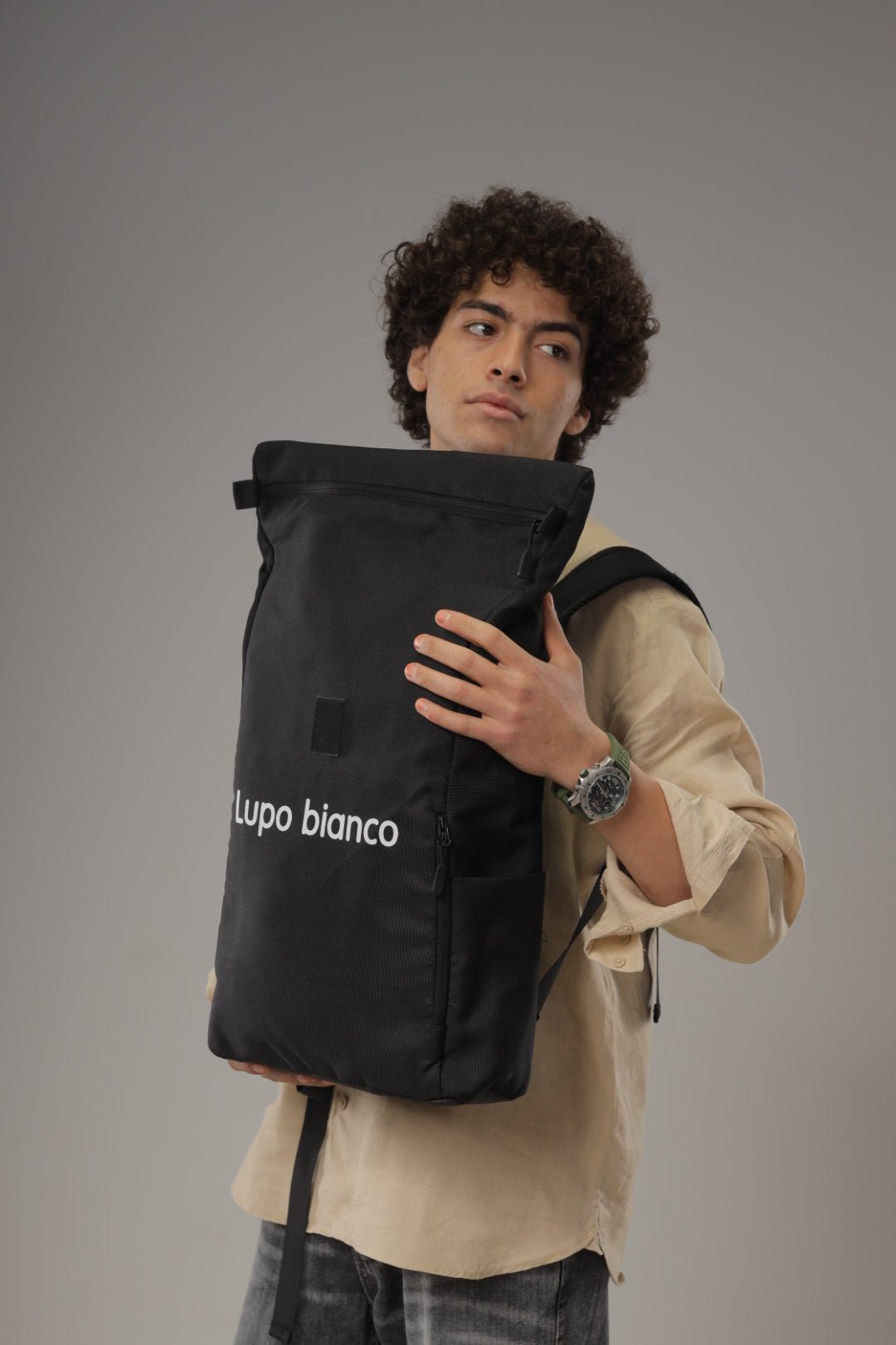 Roll - Top Backpack - Lupo bianco