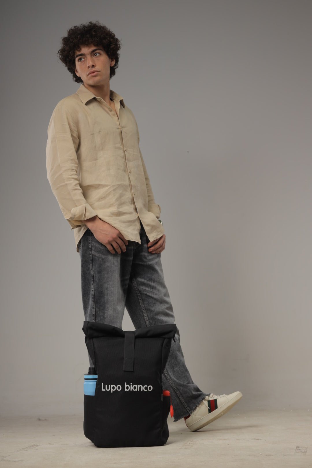 Roll - Top Backpack - Lupo bianco