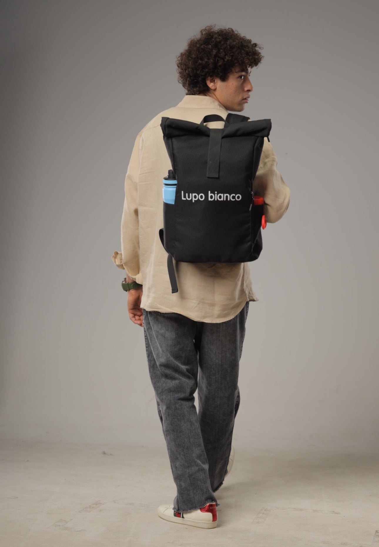Roll - Top Backpack - Lupo bianco