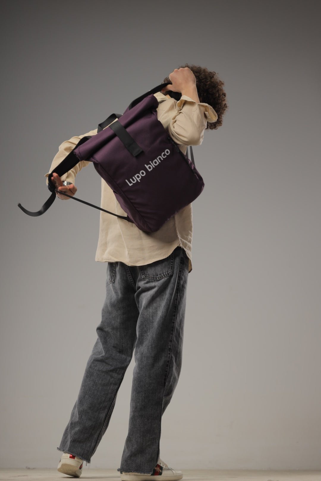 Roll - Top Backpack - Lupo bianco