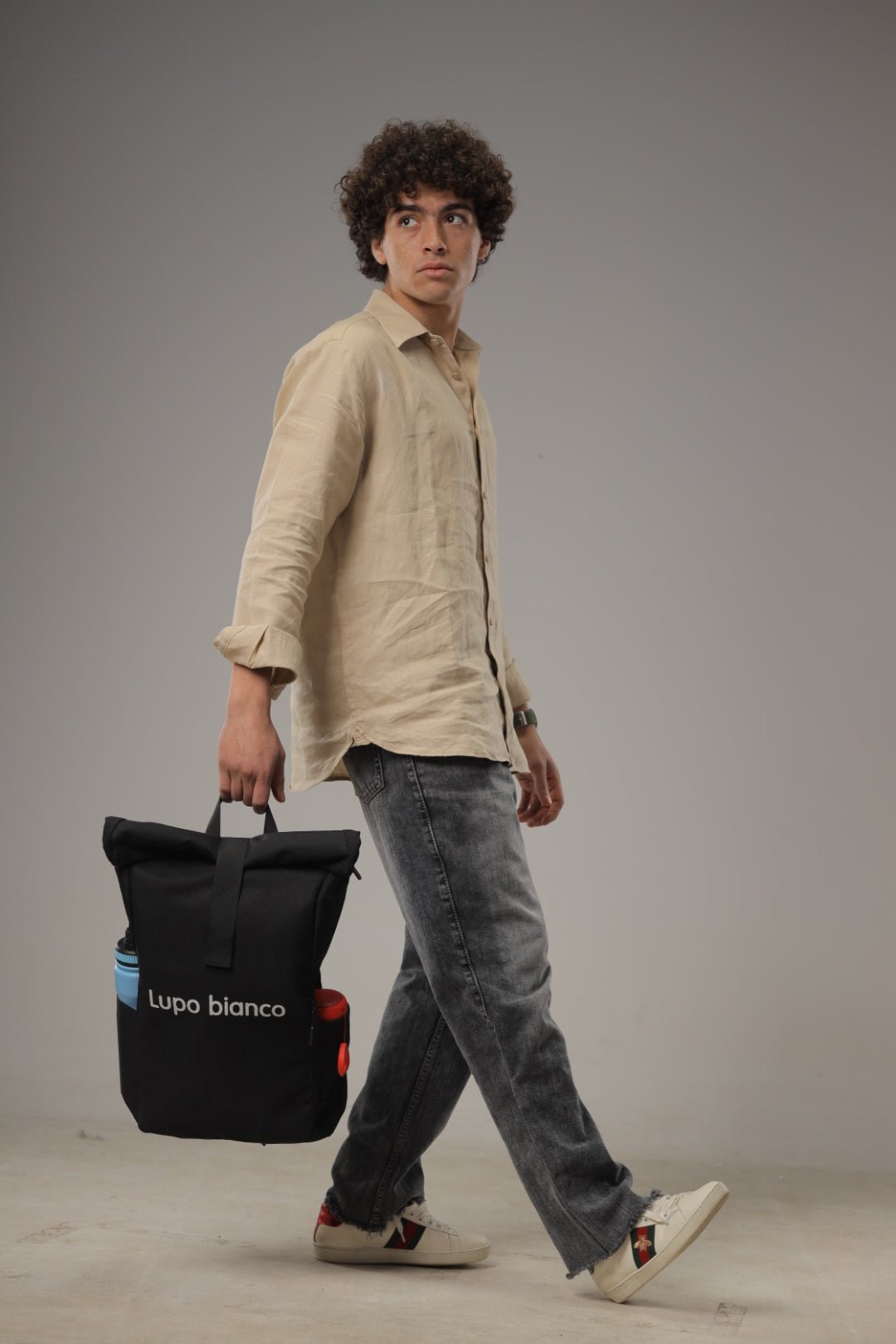Roll - Top Backpack - Lupo bianco