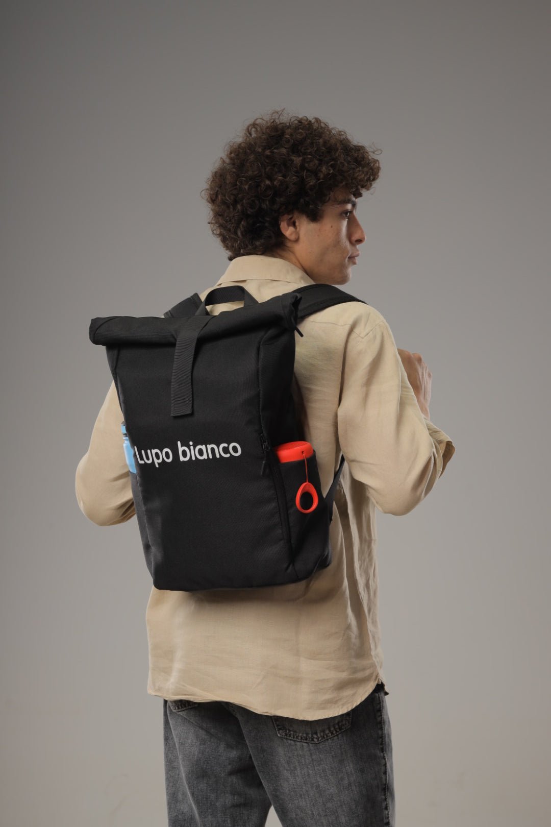 Roll - Top Backpack - Lupo bianco