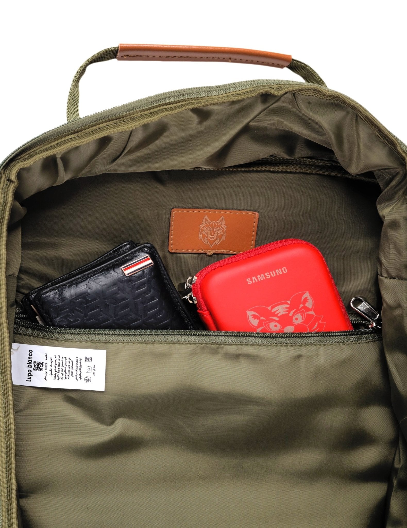 Lupo bianco XElegant Backpack – stylish and durable 12.21L water-resistant polyester backpack Egypt with 7 compartments, padded straps, drink pockets, and laptop protection | top backpack brand in Egypt