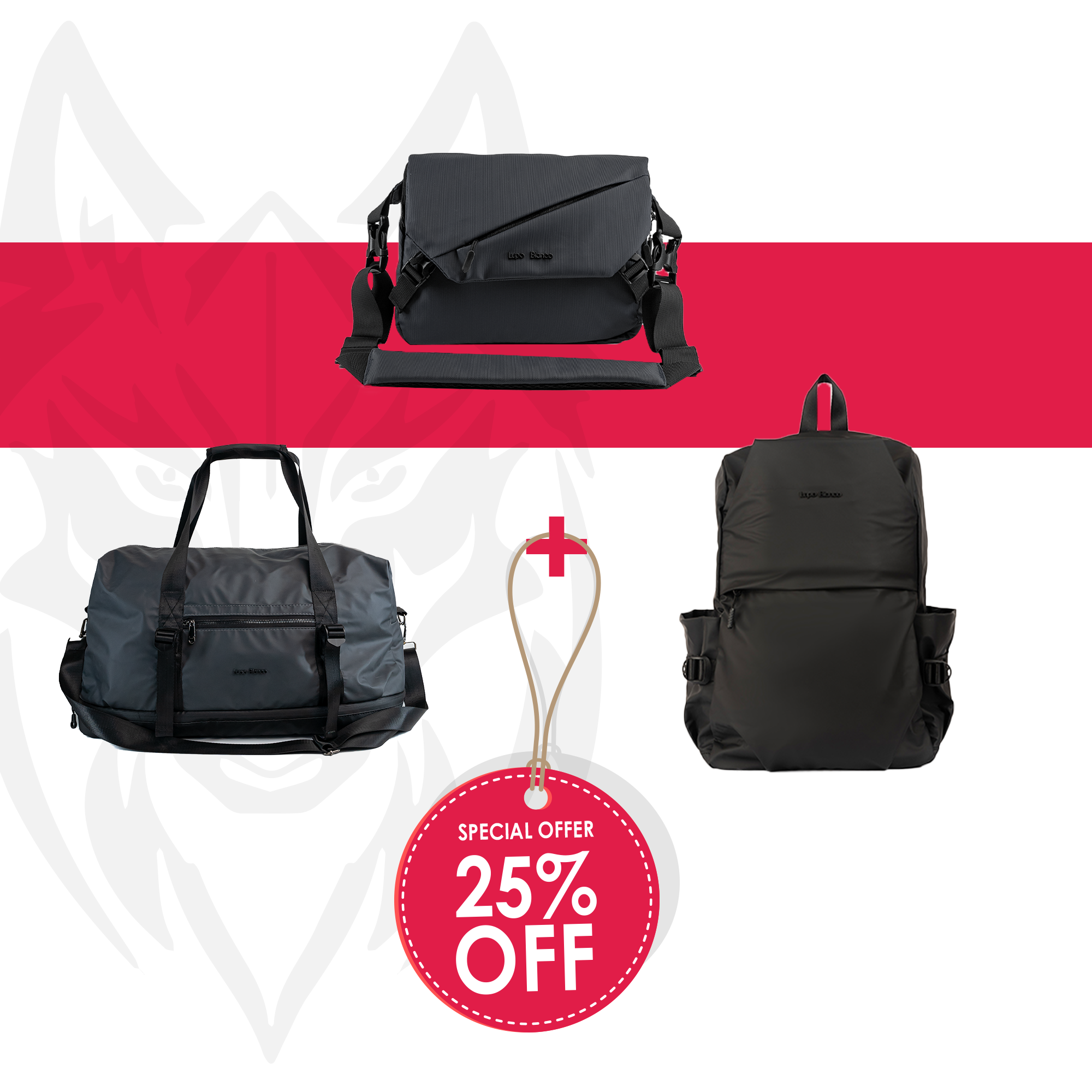 Enjoy 25% off on backpacks, sport bags, and cross bag! Shop now!