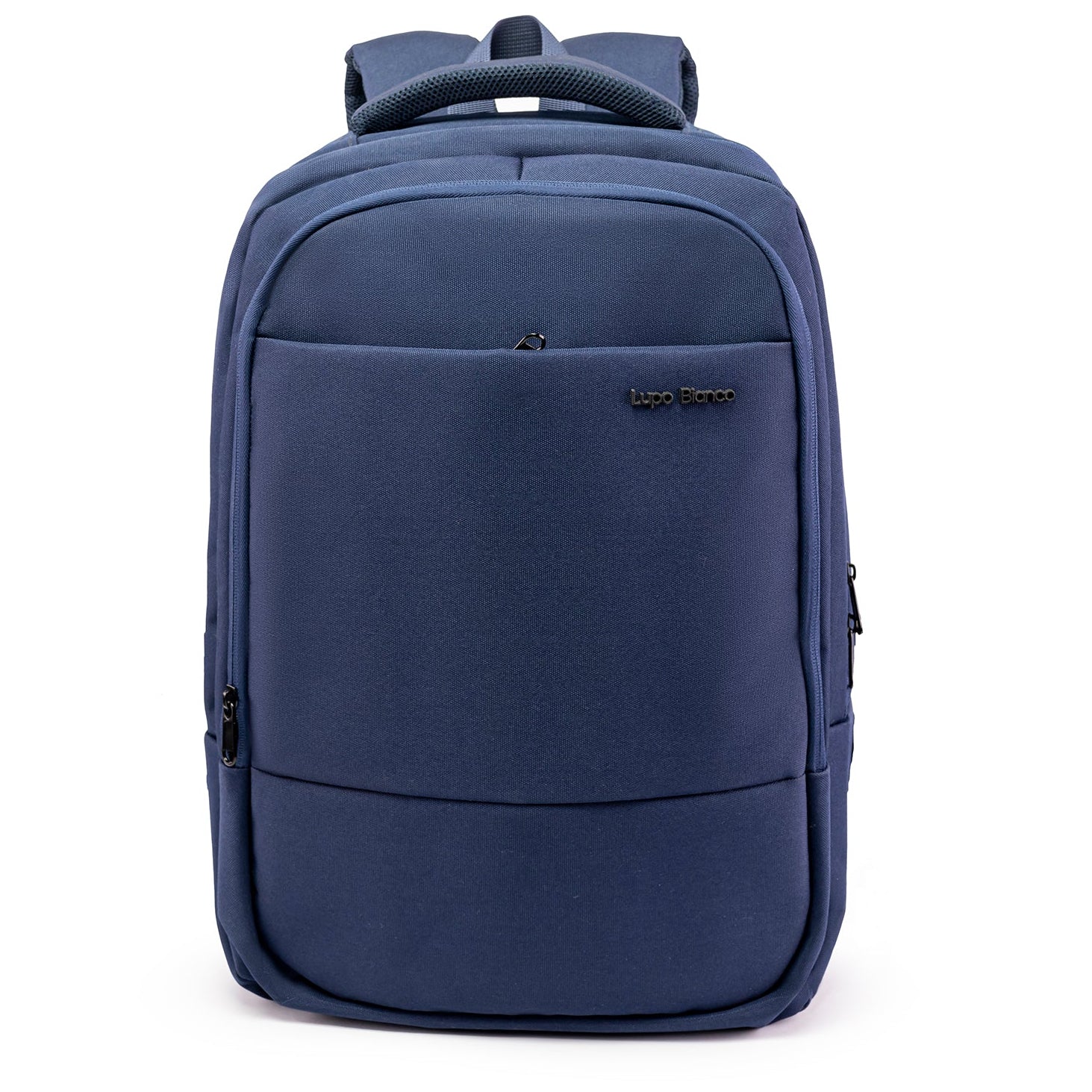 Navy blue backpack on a white background
