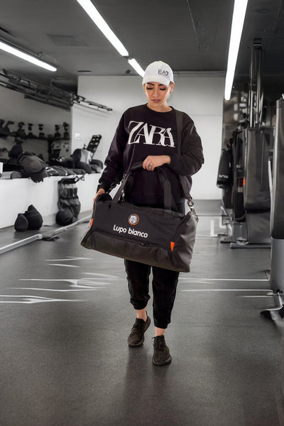 Lupo bianco LSport Bag – 60L durable linen sports and travel bag with 5 compartments, dual carry options (handgrip and shoulder strap), ideal gym and duffle bag Egypt