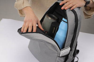 Lupo bianco MiniLupo Backpack – elegant checkered laptop backpack Egypt with water-resistant linen, bubble-foam padded pocket, and 12.85L capacity | top backpack brand in Egypt